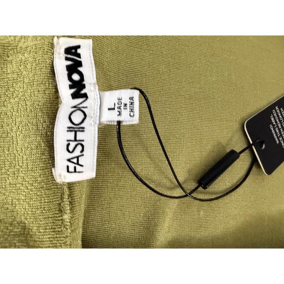 Fashion Nova Chartreuse Slinky Wrap Mini Dress Women’s Size Large NWT - Picture 3 of 5